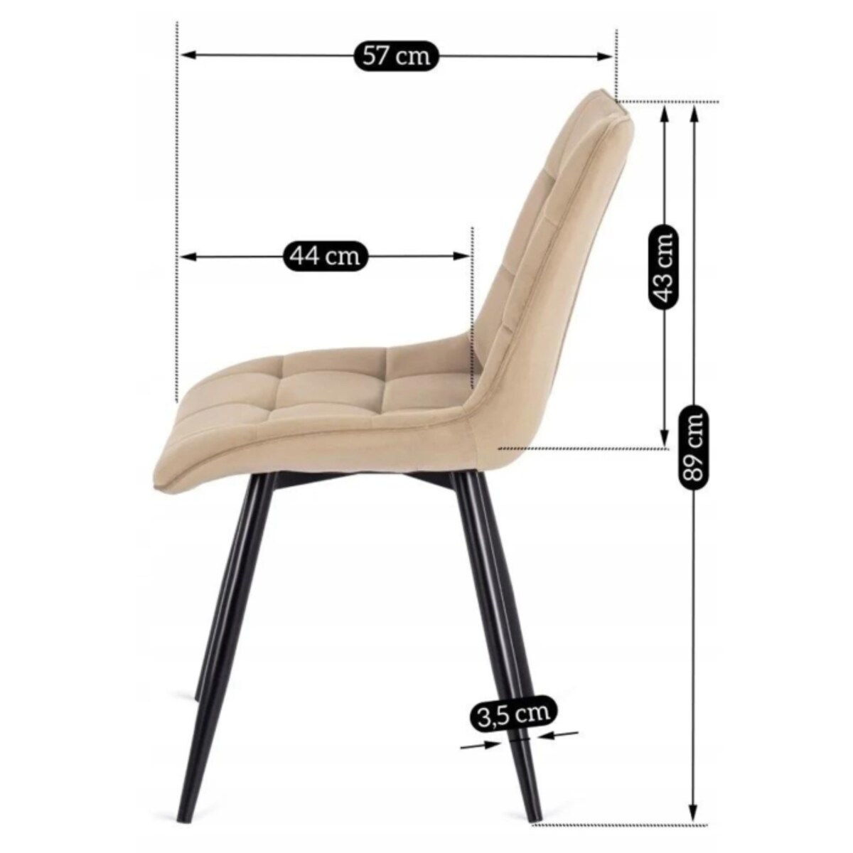 Krzesło Tapicerowane Welurowe Velvet Do Jadalni Loft RIO Beż