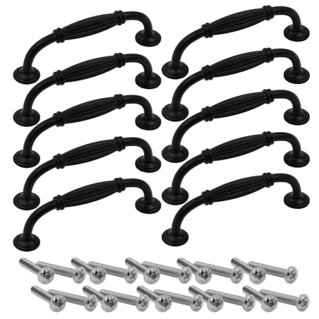 10x Uchwyt do mebli czarny zestaw uchwytów meblowych klasyczny 128 mm