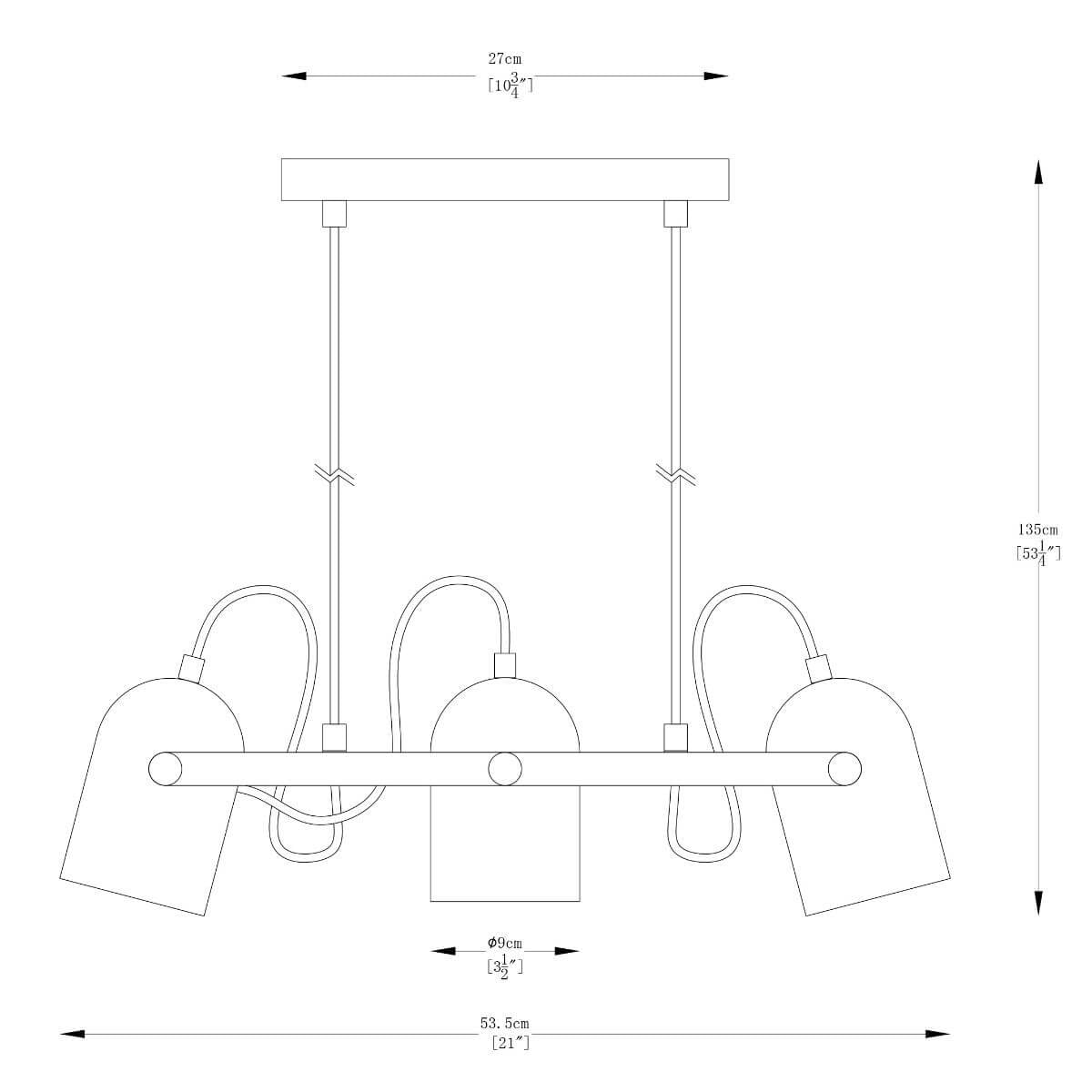 Metalowa lampa wisząca Resi A8163-3A Zumaline nad wyspę metalowa czarna