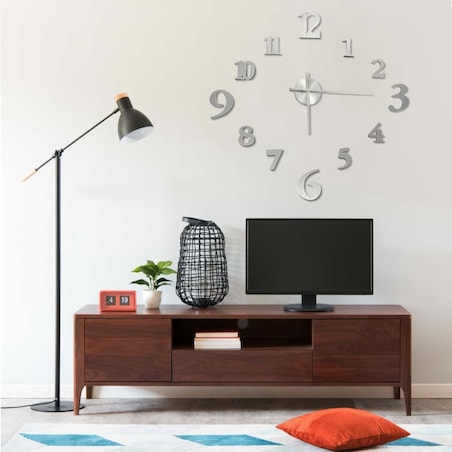 vidaXL Zegar ścienny 3D, nowoczesny design, srebrny, 100 cm, XXL