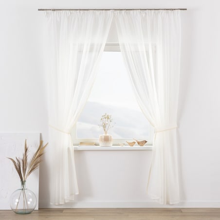 Firany z koronką Lily 2 szt. długie 200x250 ecru