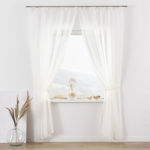 Firany z koronką Lily 2 szt. długie 200x250 ecru