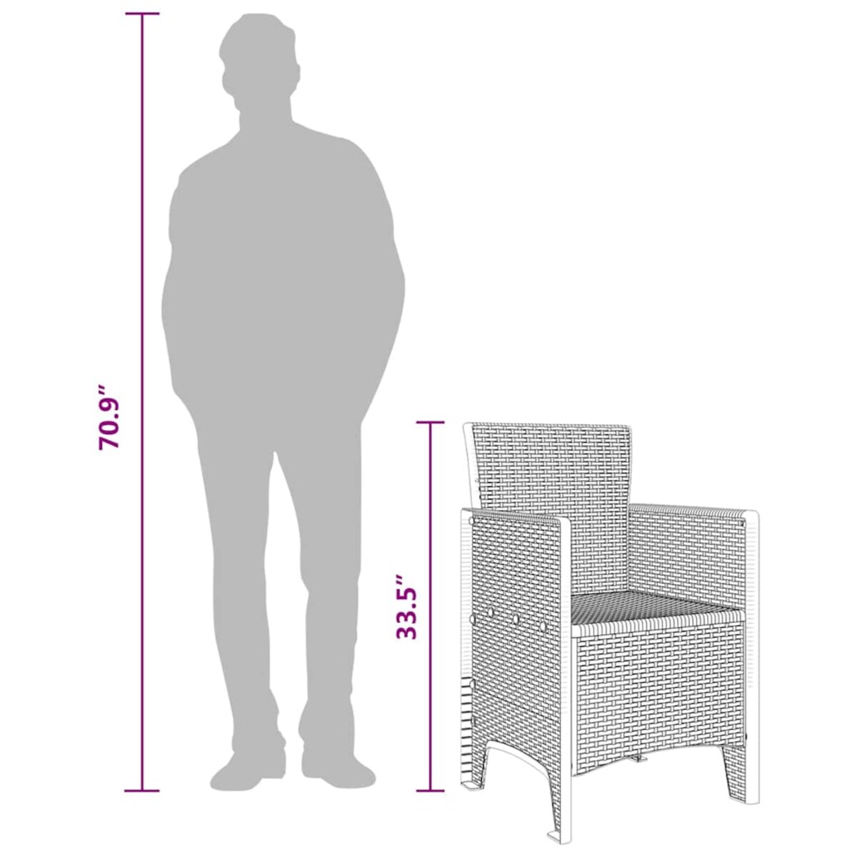 vidaXL Krzesło Ogrodowe 2 pcs Antracyt 53 x 49 x 85 cm PP