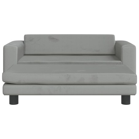 vidaXL Sofa dziecięca z podnóżkiem, jasnoszara, 100x50x30 cm, aksamit