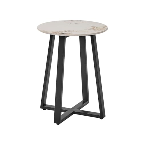 Stolik pomocniczy efekt marmuru biało-czarny IVINS