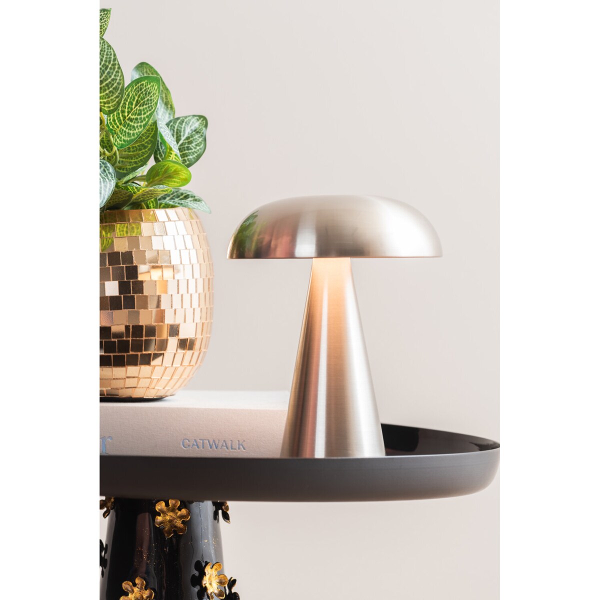 Lampa stołowa grzybek LED RACHEL, bezprzewodowa, Ø 15,5 cm