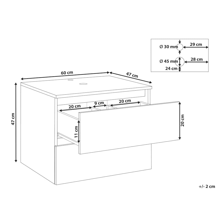 Wisząca szafka pod umywalkę SERRA 60 cm Czarny marmur
