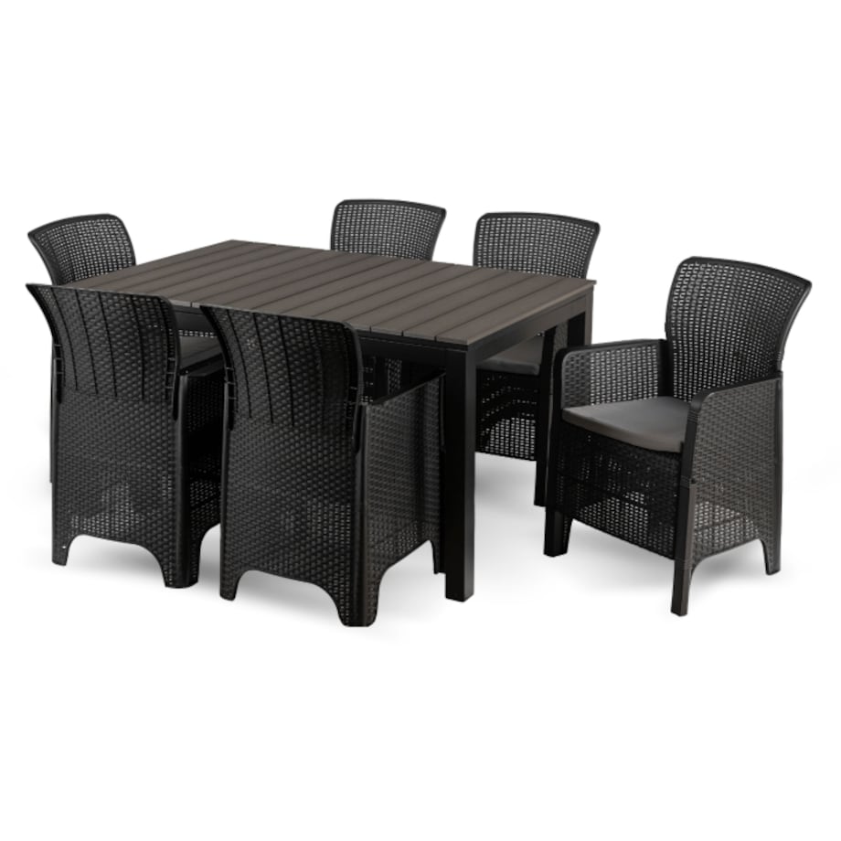 Zestaw Mebli Ogrodowych Na Taras Ogród Technorattan Czarny Popiel