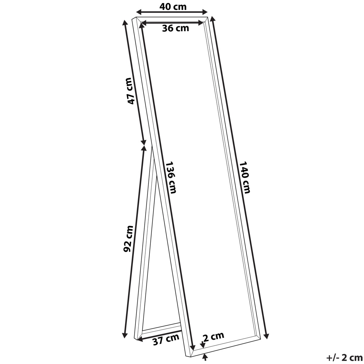 Lustro stojące TORCY 140 cm Srebrny