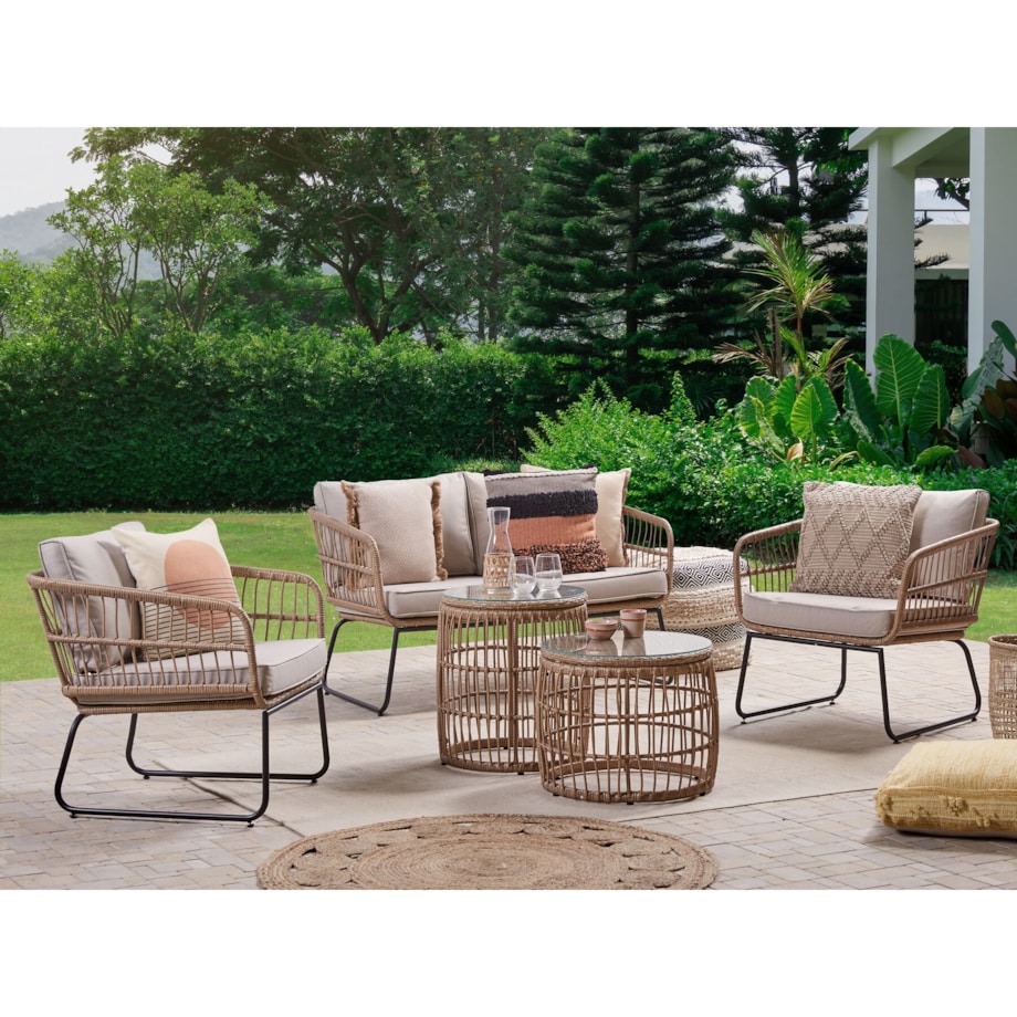 Zestaw ogrodowy rattanowy 4-osobowy beżowy RAVELLO