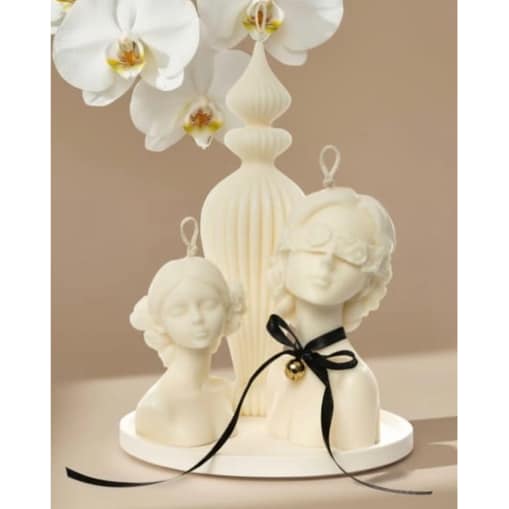 Zestaw świec sojowych Livia – eleganckie rzeźby z naturalnego wosku na tacy + torba prezentowa GRATIS