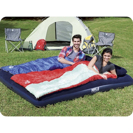 Materac dmuchany Bestway dwuosobowy 203x152x22 cm z pompką tłokową i poduszkami