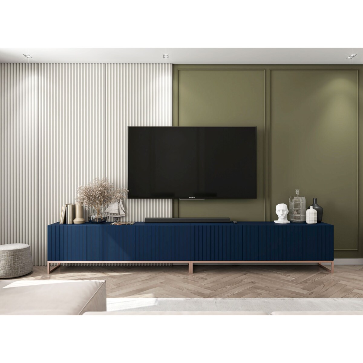 Szafka RTV Glamour pod Telewizor Komoda RTV Glamour Granatowy Mat 300 cm