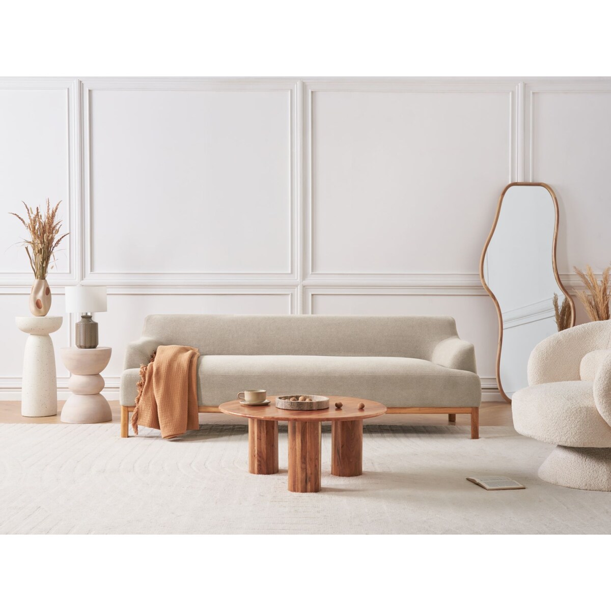 Sofa 3-osobowa beżowoszara SOSJO