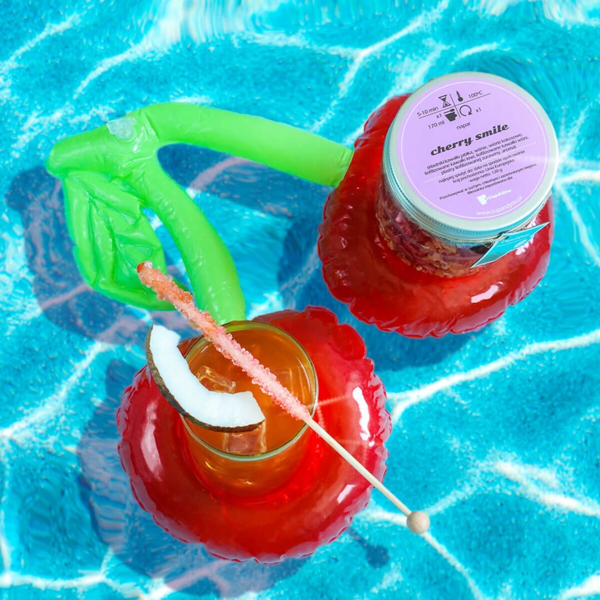 Herbata owocowa sypana CHERRY SMILE o smaku tropikalnym z wiśnią i jabłkiem - herbata liściasta sypana mieszanka napar susz - gotowa na prezent upominek