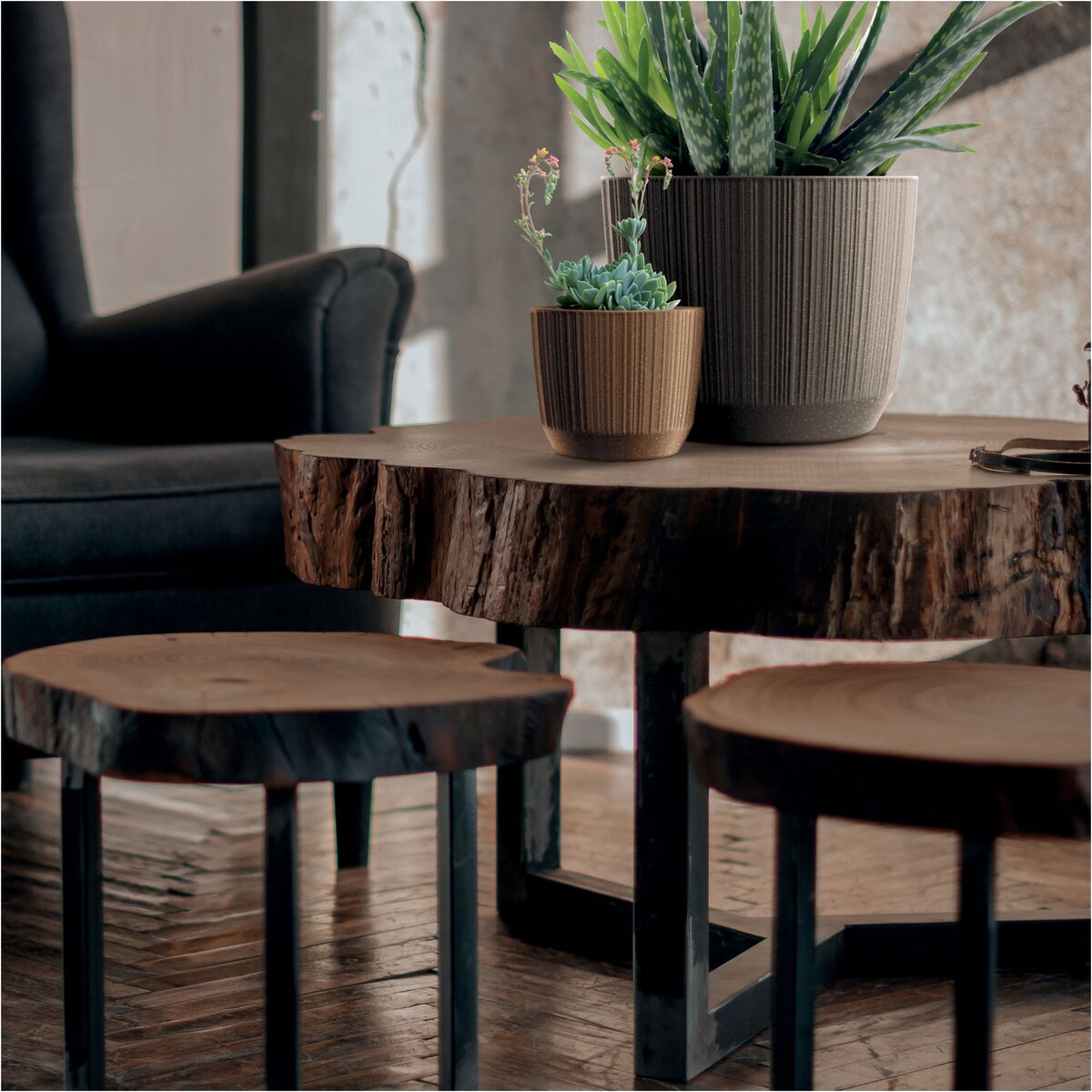 Doniczka Osłonka Domowa 16,8 Cm Ryfo Na Stół Parapet Do Domu Brązowa