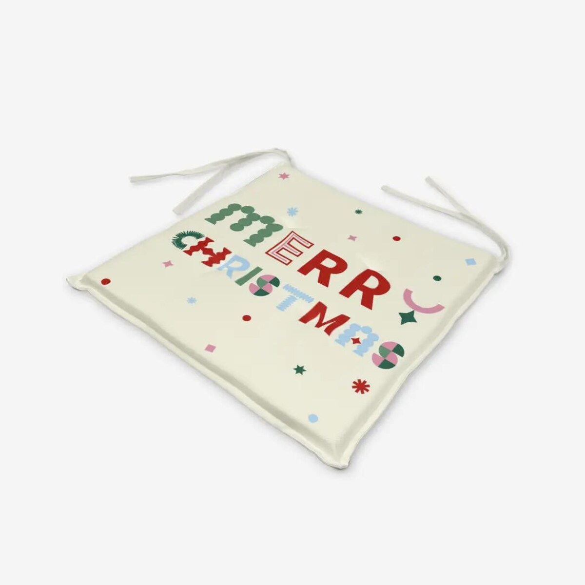 Poduszka świąteczna na krzesło - Merry Christmas - napis