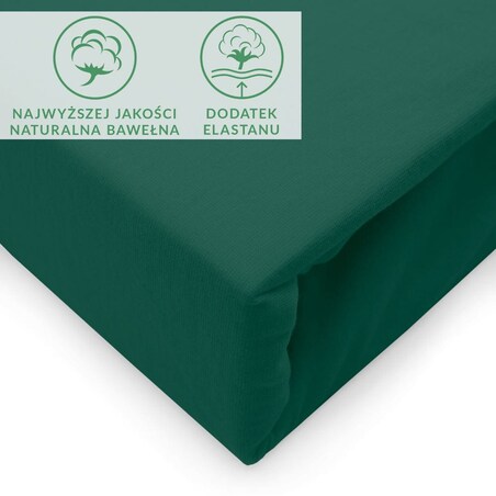 Prześcieradło jersey z elastanem z gumką 200x220 kolor zielony