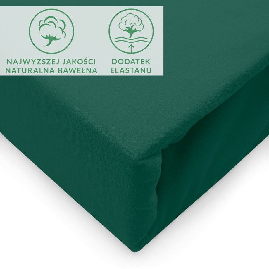 Prześcieradło jersey z elastanem z gumką 200x220 kolor zielony