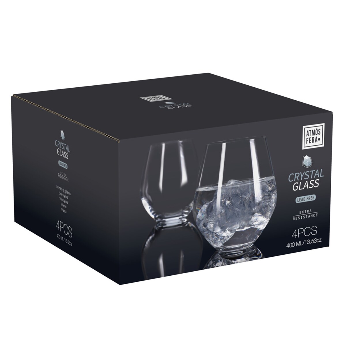 4X Szklanki Kryształowe Do Whisky Napojów Drinków Prezent 400 Ml Komplet Zestaw Szklanek