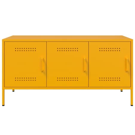 vidaXL Szafka pod telewizor, musztardowa, 100,5x39x50,5 cm, stalowa