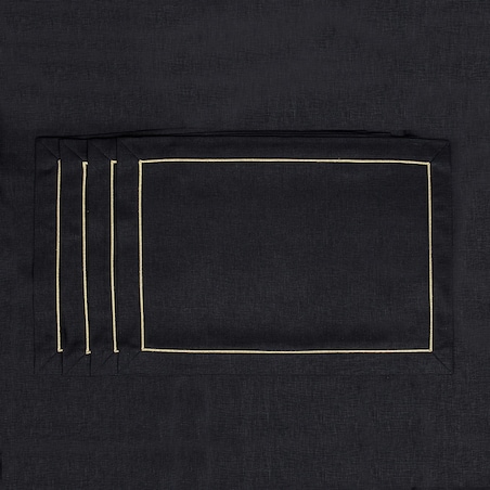 Lniane Podkładki Royal Black Goldenline – komplet 6 szt.