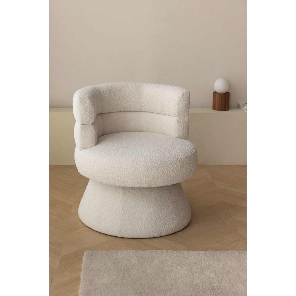 Fotel wypoczynkowy, obrotowy, bouclé Protea