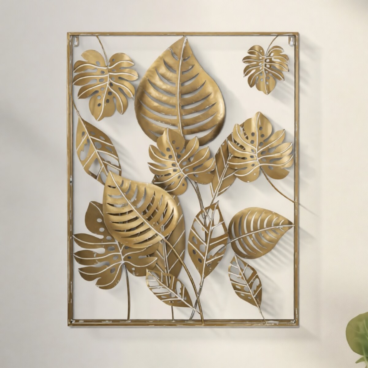 Dekoracja ścienna Jungle Ret, kolor złoty, żelazo, 60 x 80 cm, do salonu i przedpokoju, Mauro Ferretti
