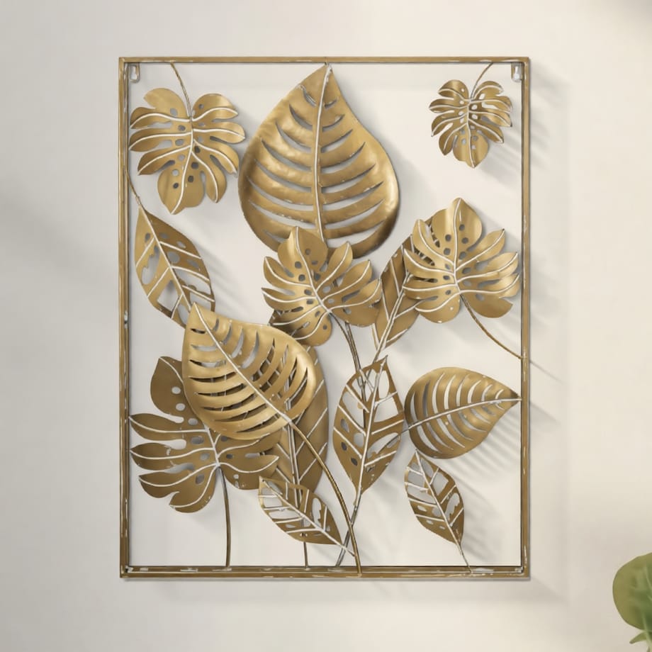 Dekoracja ścienna Jungle Ret, kolor złoty, żelazo, 60 x 80 cm, do salonu i przedpokoju, Mauro Ferretti