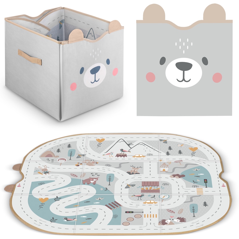 Pojemnik na zabawki i mata 2w1 96x104cm organizer Nukido szary