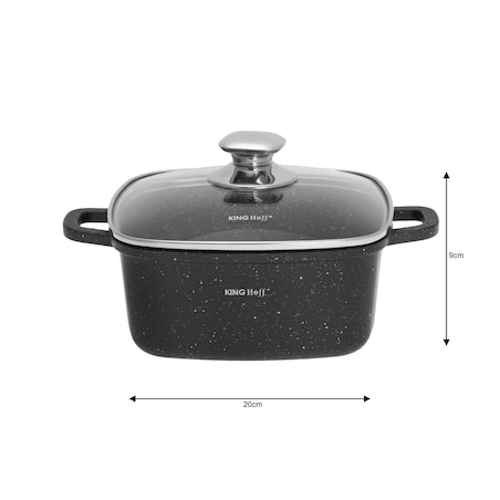 Garnek kwadratowy Z powłoką marmurową 2.8L 20cm indukcja gaz KINGHOFF
