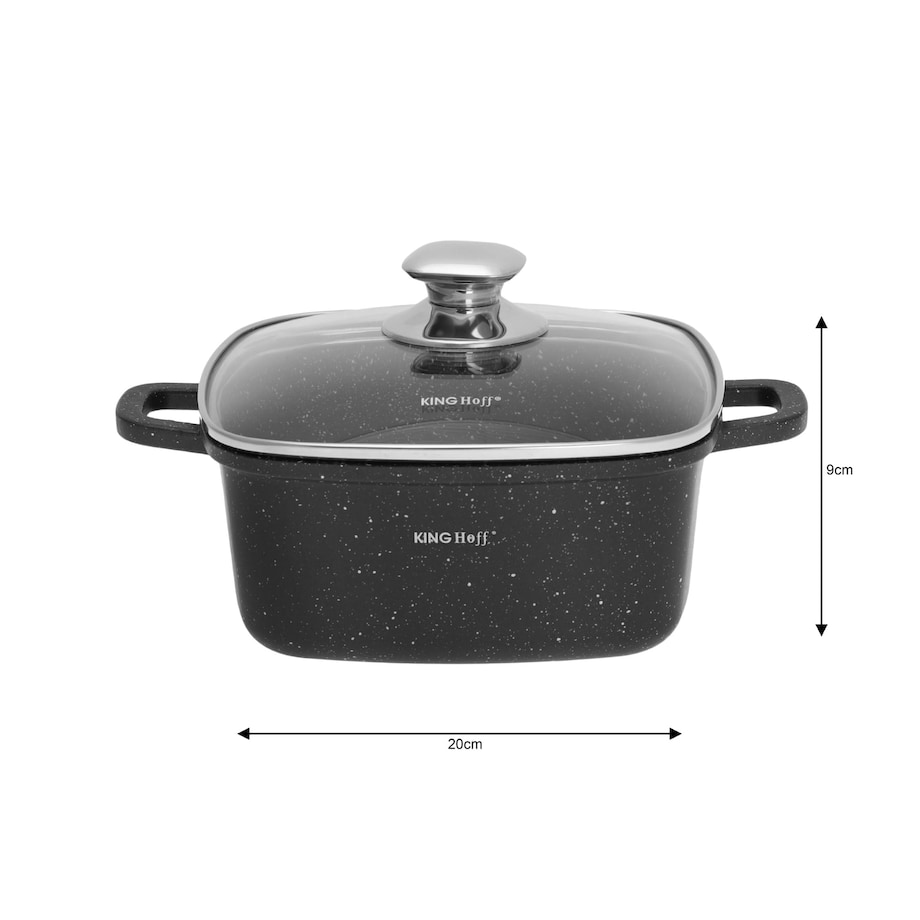 Garnek kwadratowy Z powłoką marmurową 2.8L 20cm indukcja gaz KINGHOFF