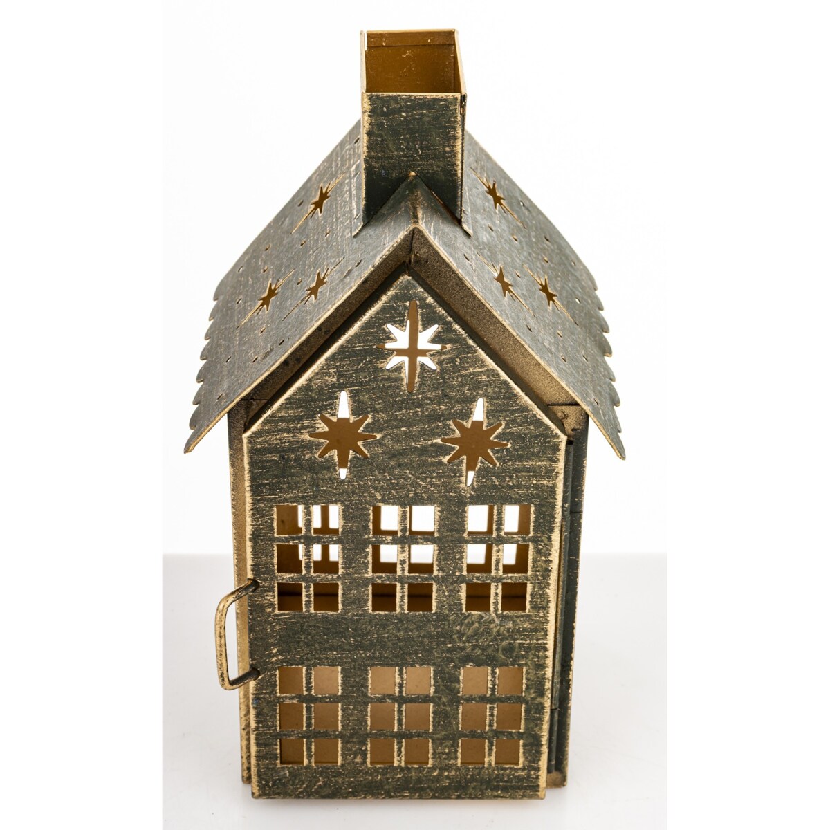 Dekoracja - metalowy domek 20x11,5x10 cm z gwiazdkami MIHNU