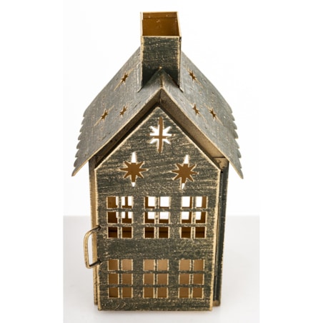 Dekoracja - metalowy domek 20x11,5x10 cm z gwiazdkami MIHNU