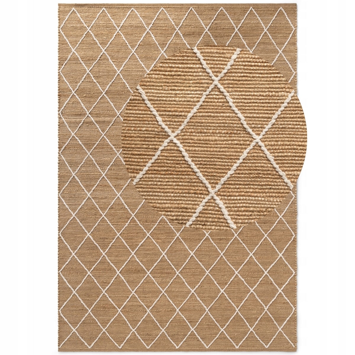 Dywan jutowy boho do salonu 80x150cm, naturalny beżowy dywan z juty