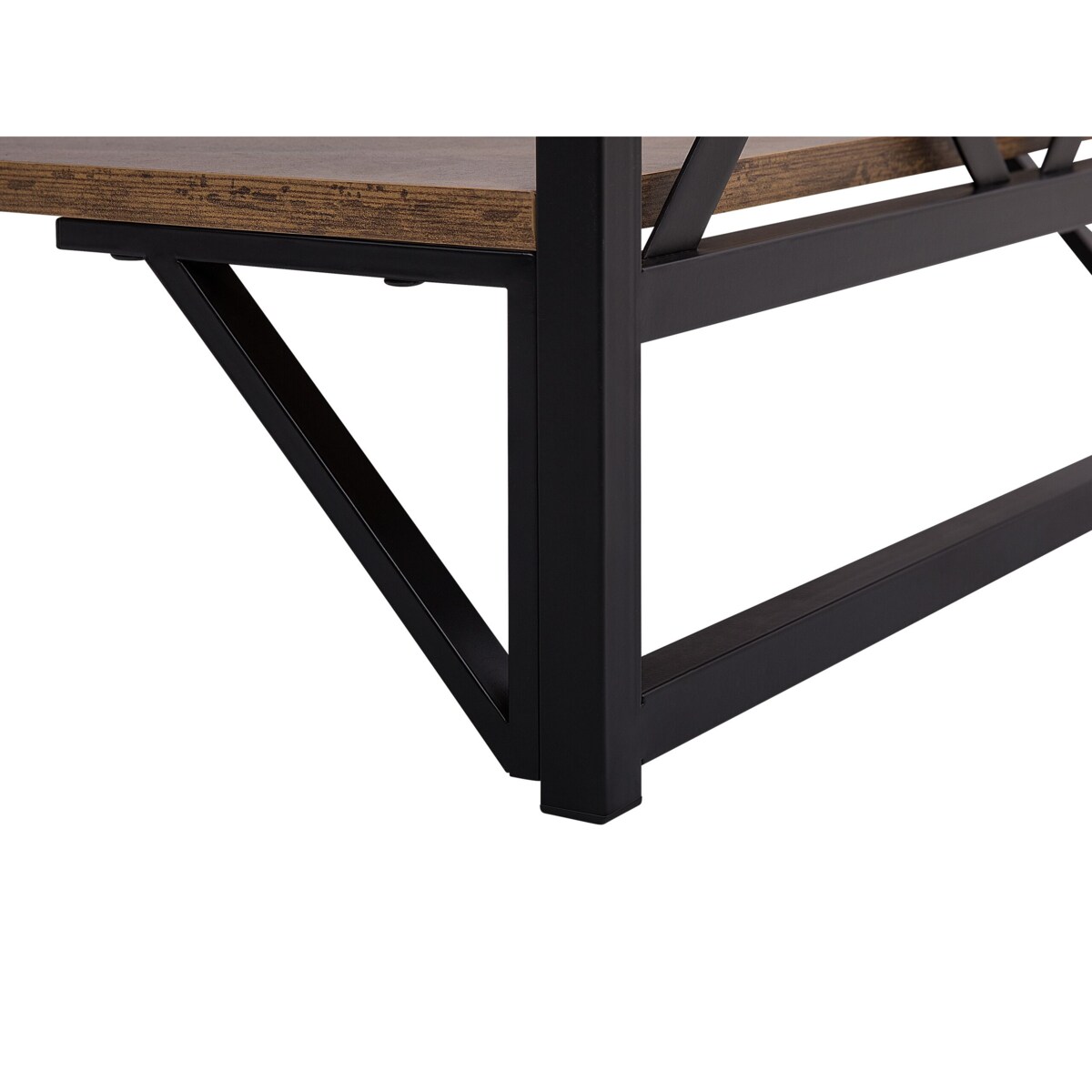Stolik kawowy z półką ciemne drewno z czarnym BOLTON