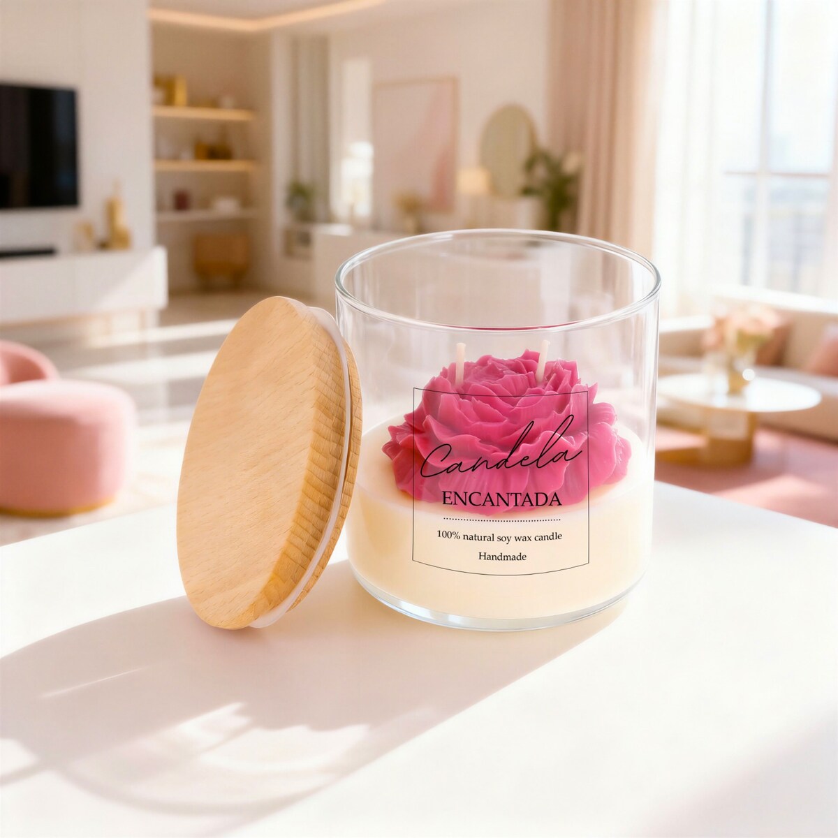 Świeca sojowa ZAPACHOWA świeczka PEONIA handmade prezent CANDELA ENCANTADA