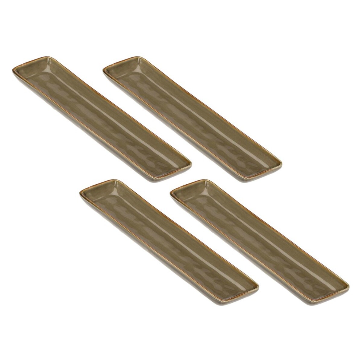 Zestaw 4 tac prostokątnych Concerto Grigio Tortora - Szaro-brązowy, 32 x 8 cm