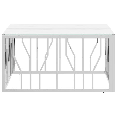 vidaXL Stolik kawowy, srebrny, 80x80x40 cm, stal nierdzewna i szkło