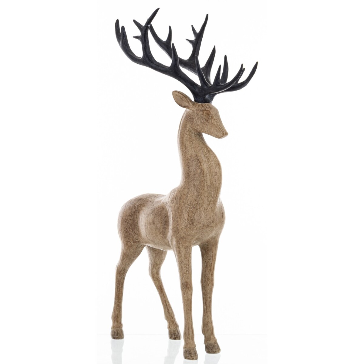 Figurka - stojący renifer 49x28x12,5 cm brązowy z czarnym porożem