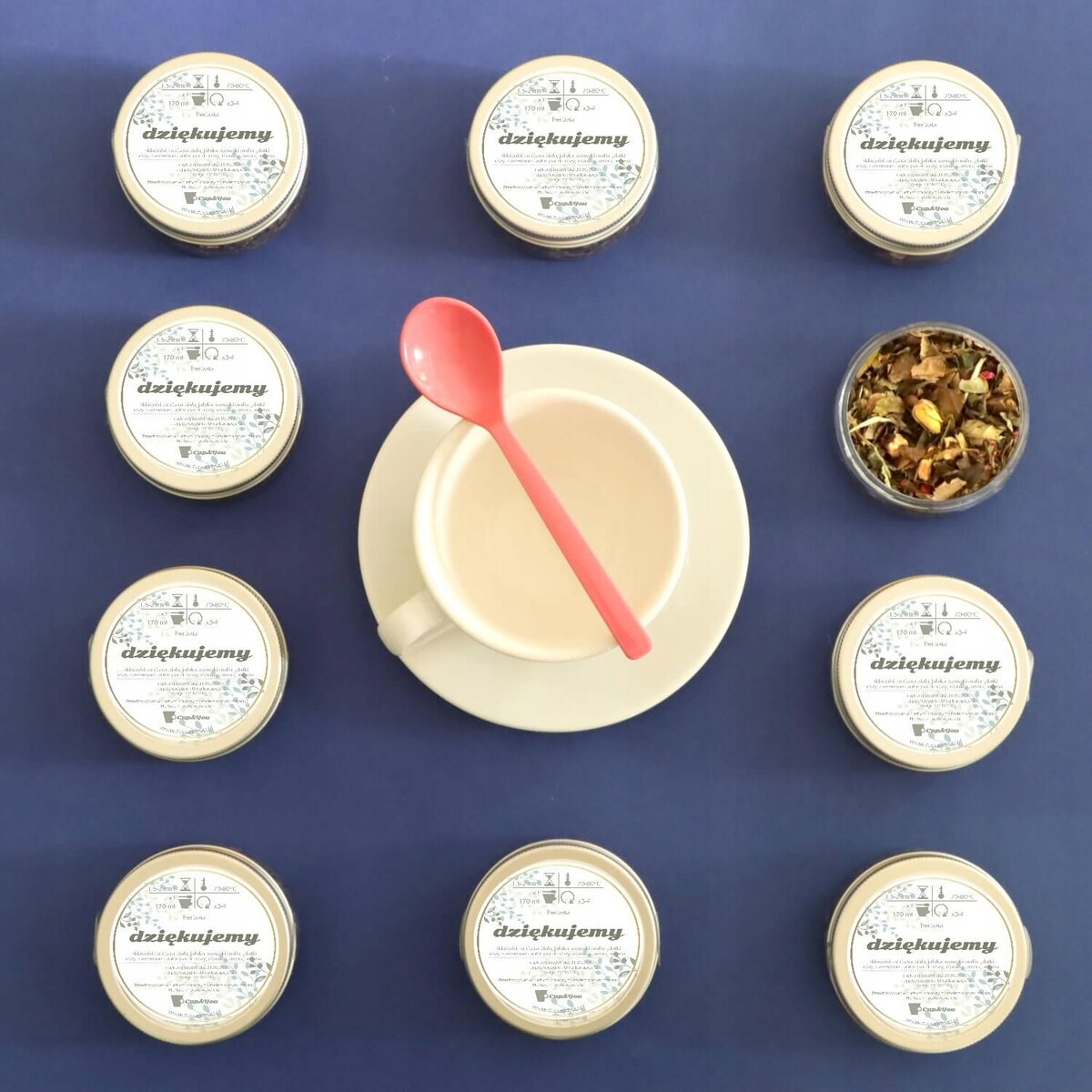 Podziękowanie herbata biała 10g na ŚLUB WESELE KOMUNIĘ prezent upominek