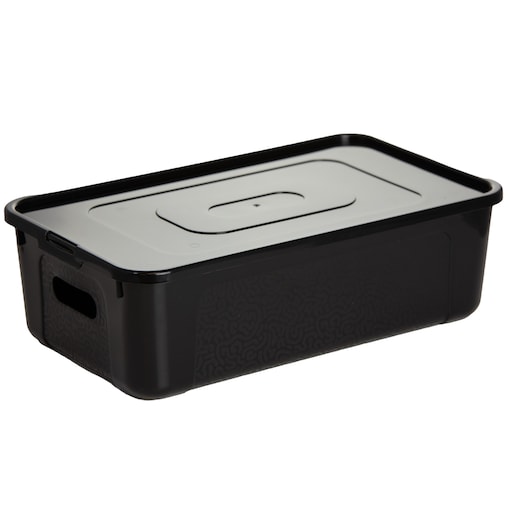 Pojemnik Pudło Plastikowe 34X20X10 Cm 7 L Z Pokrywą Do Przechowywania Czarne