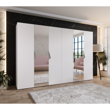 Szafa uchylna z lustrem Sandi 2 300 (2X150) wys 202 cm Biały + u Kaszmir