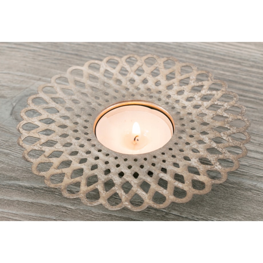 ŚWIECZNIK DORIS tealight SREBRNY śr. 12cm