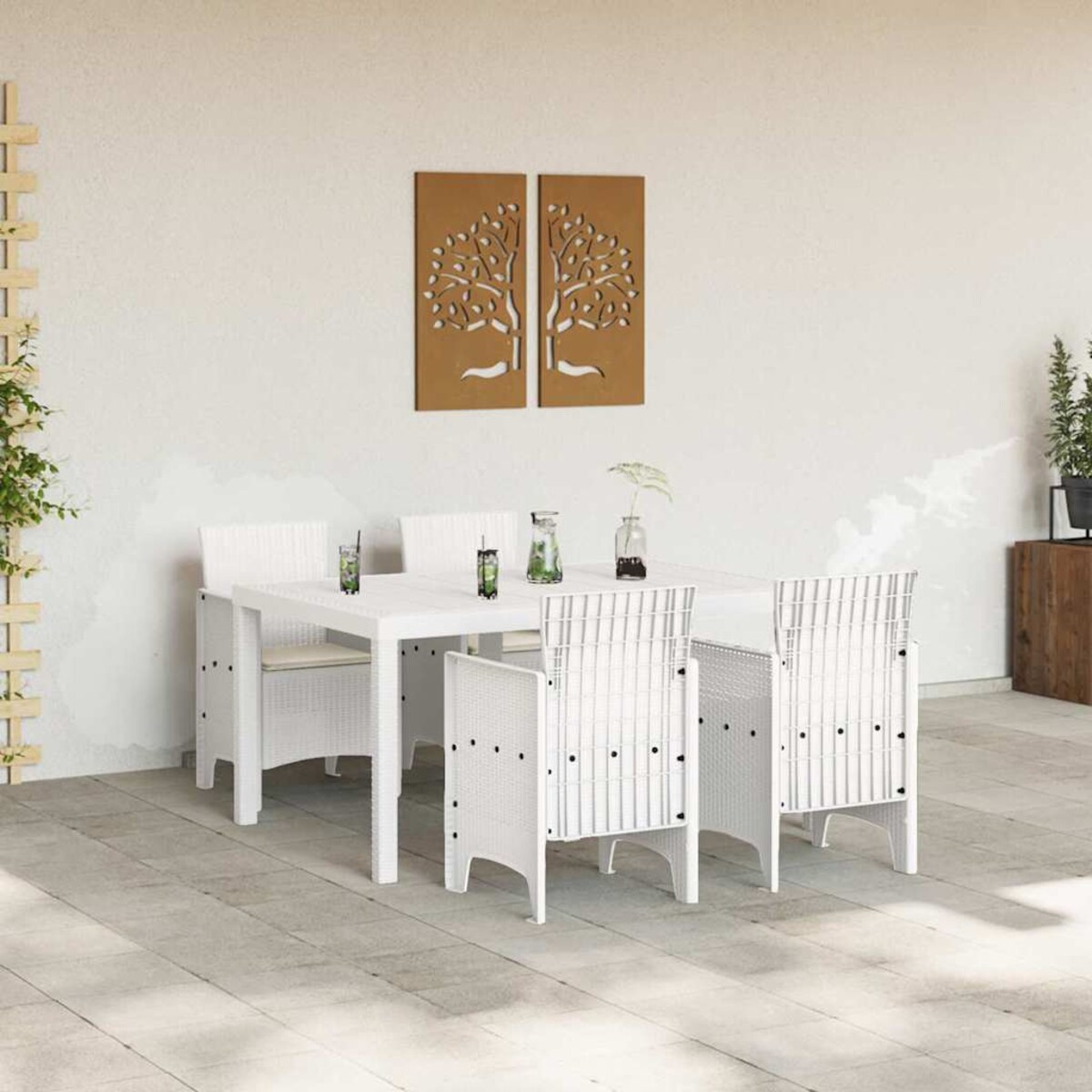 vidaXL Zestaw do jadalni w ogrodzie 5 pcs Biały Rattan Polt