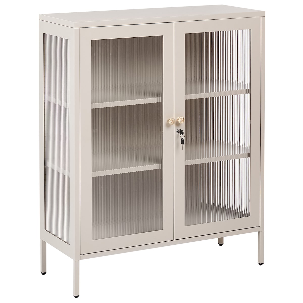 Witryna ze szklaną gablotą HARLYN 90 cm Metal Beżowy