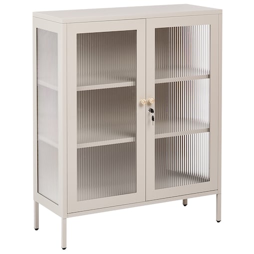Witryna ze szklaną gablotą HARLYN 90 cm Metal Beżowy