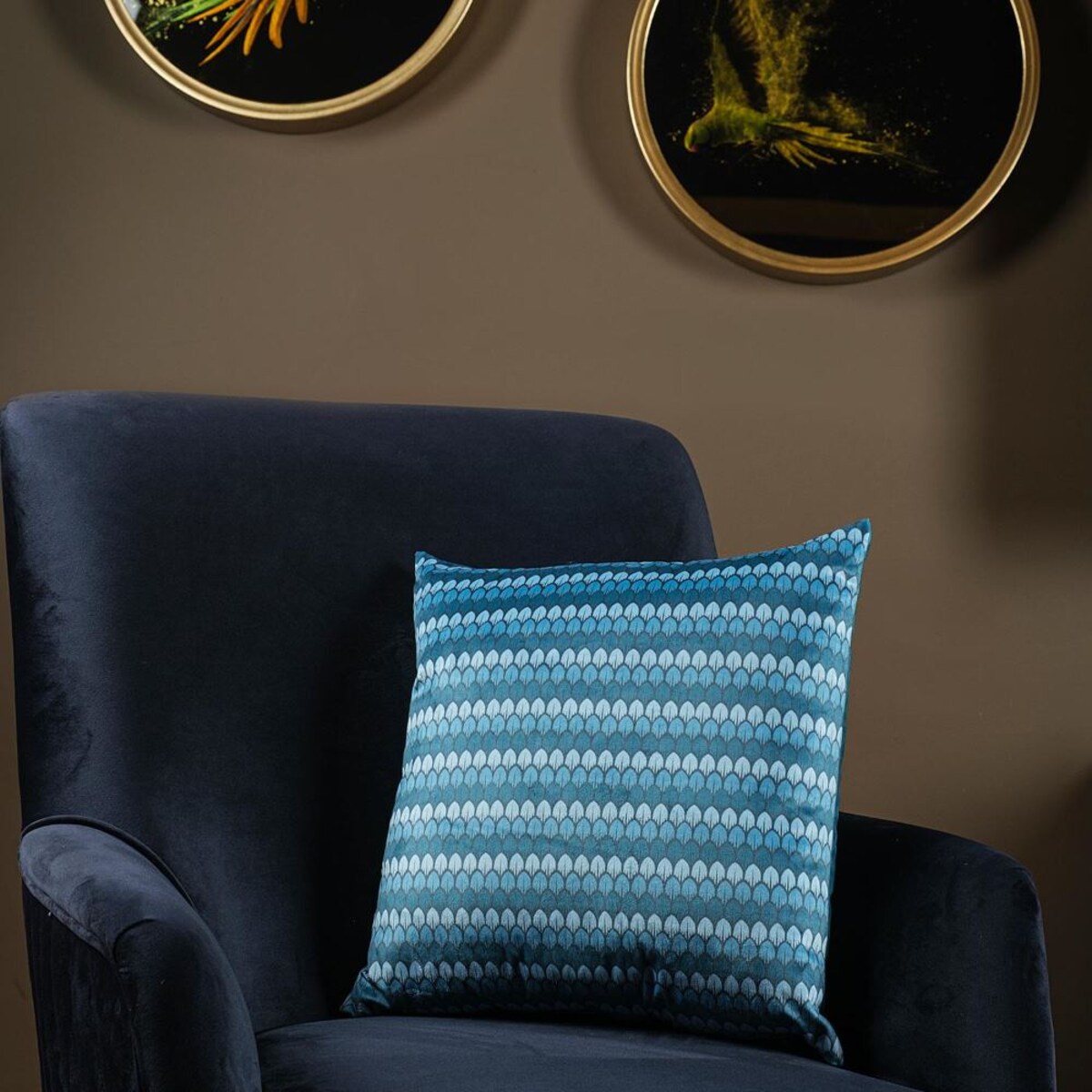 Poszewka dekoracyjna 43x43 turkusowa, łuski