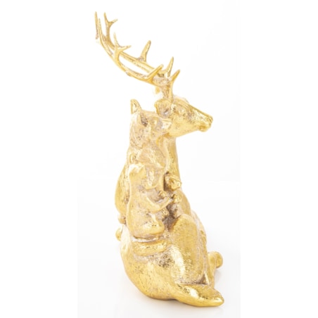 Dekoracja - złoty jeleń i zwierzaki 15x12x7 cm SANU leżący