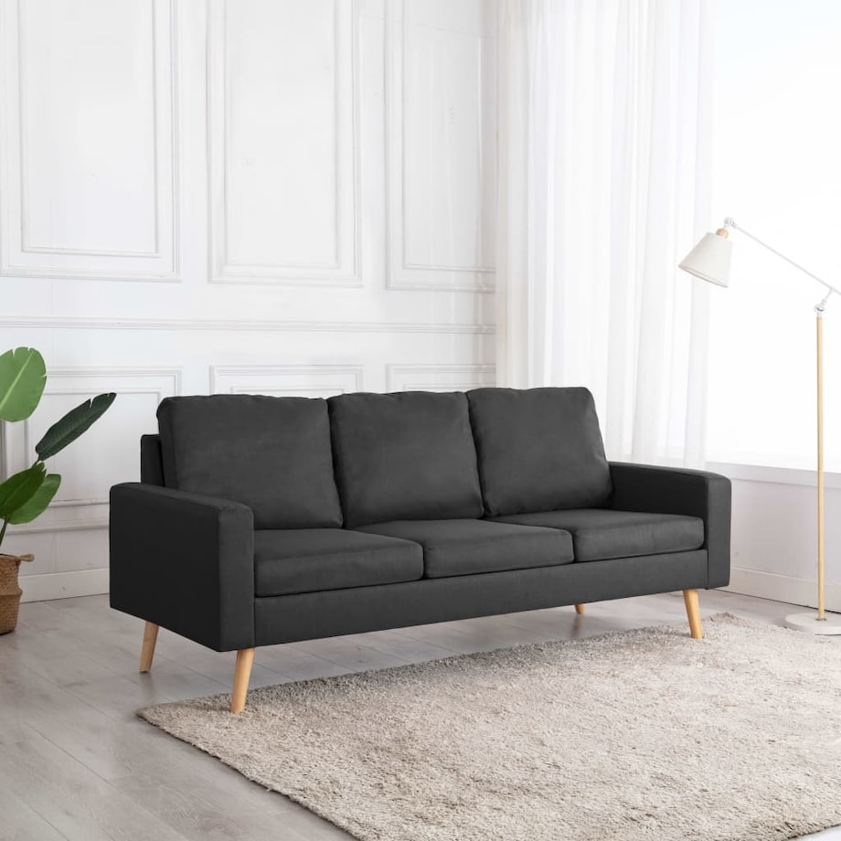 vidaXL 3-osobowa sofa, ciemnoszara, tapicerowana tkaniną